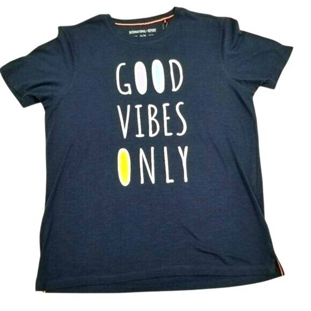 International Report NWT Navy Blue Graphic T Shirt Good Vibes Only M Loungewear